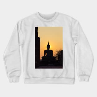 Buddha statue against sunset silhouette Crewneck Sweatshirt